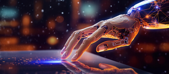 Automation Software. IOT and Automation concept as an innovation, Holographic Hand Interaction