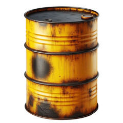 Yellow barrel on a white and transparent background