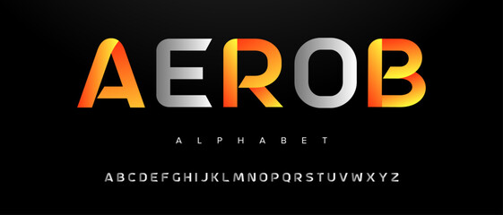 Aerob creative simple modern urban alphabet font. Digital abstract futuristic, fashion, sport, minimal technology typography. Simple numeric vector illustration
