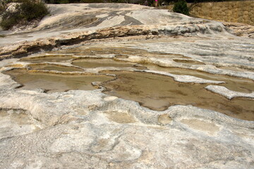 Small, shallow pools at Hierve el Agua in San Lorenzo Albarradas,  Oaxaca, Mexico - obrazy, fototapety, plakaty