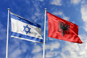 3D illustration, Israel and Albania alliance and meeting, cooperation of states.
