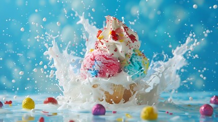 アイスクリームが爆発しているイメージ - obrazy, fototapety, plakaty