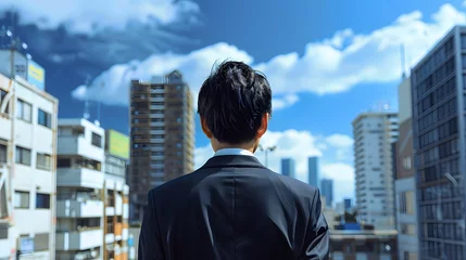 Fotobehang ビルを見つめるビジネスマン © 敬一 古川