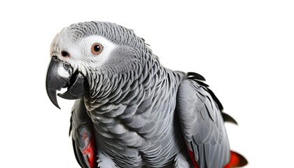 African Grey Parrot white background