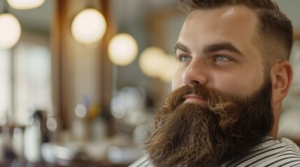 The neatly trimmed beard on this mans face gave him a polished and puttogether appearance adding a touch of professionalism to his overall look. . - obrazy, fototapety, plakaty