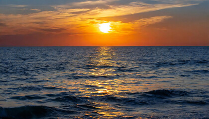 Fototapeta premium 夕焼けが綺麗な海。日没。夕日。The sea with a beautiful sunset. sunset. Sunset.