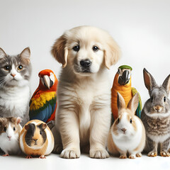 Grupo de mascotas variado