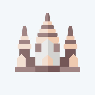 recommend clip art: Icon Angkor Wat. related to Cambodia symbol. flat style. simple design editable. simple illustration