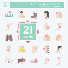 Icon Set Body Ache. related to Healthy symbol. flat style. simple design editable. simple illustration