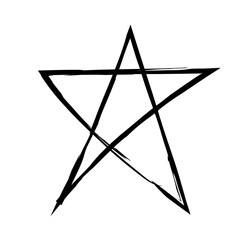 Star. Hand drawn paint object for design use. Abstract brush drawing. grunge black star imprints. Vector art illustration grunge star