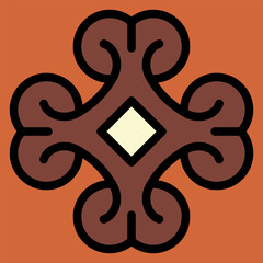Geometrical cross shape ornament of ancient Peru. Indigenous Wari culture. Ethnic Native American design.