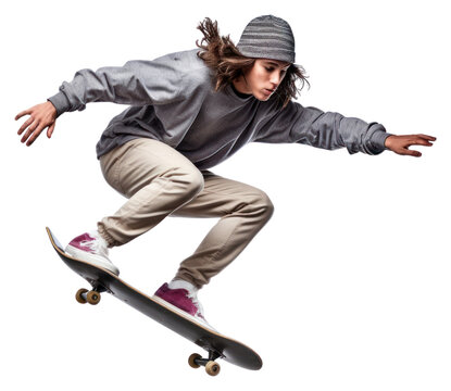 PNG Teen jump skateboard trick footwear white background skateboarding