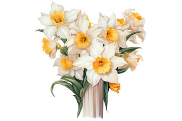 Bouquet of daffodils, narcissus flowers. Vector illustration