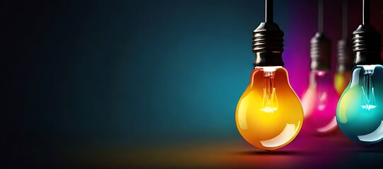 isolated on dark background with copy space s gradient bulbs concept, illustration