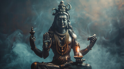 Shiva God Statue image with copy space - obrazy, fototapety, plakaty