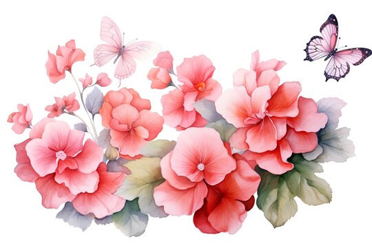 Beautiful vector image with nice watercolor hibiscus flowers