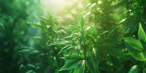 Hydroponic Cannabis: Marijuana Plants Grown in a Hydroponic System for Efficient Growth - obrazy, fototapety, plakaty