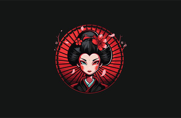Geisha vector mascot logo design