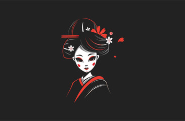 Geisha vector mascot logo design