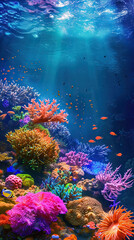 Fototapeta na wymiar Underwater Wonderland: An Underwater Scene with Colorful Coral Reefs and Marine Life, Evoking Wonder