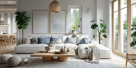 Scandinavian Serenity: A Nordic Interior with Light Wood and Minimalist Design, Promoting Tranquility.