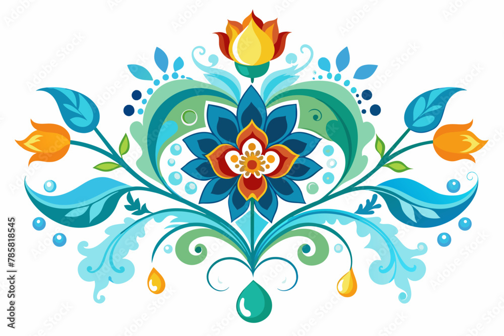 Sticker Ornamental and charming flowers bloom vibrantly against a white background.