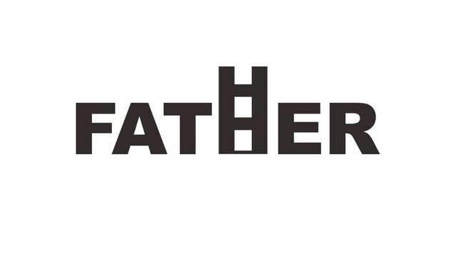 Animated father text with ascending ladder. Concept of father's day and fatherhood