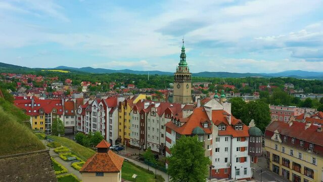 Old Town Market Square Klodzko Rynek Ratusz Aerial View Poland