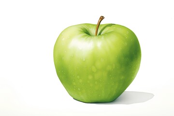 Green apple with water drops isolated on white background. 3d illustration