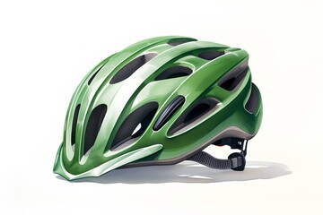 Fototapeta premium Bicycle helmet on a white background. 3D illustration. Side view.