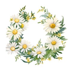 Beautiful vector image with nice watercolor camomile wreath