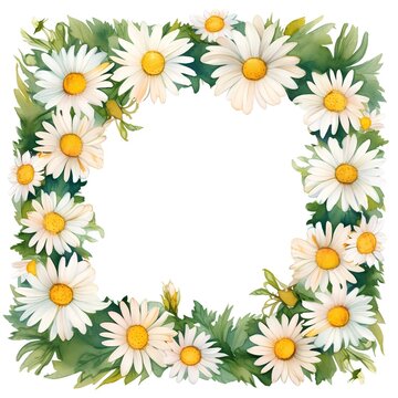 Beautiful vector image with nice watercolor camomile flower frame