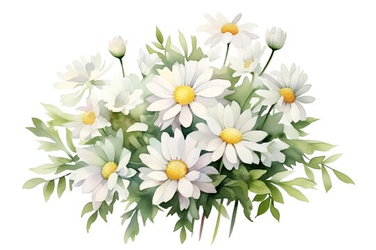 Beautiful vector image with nice watercolor camomile bouquet