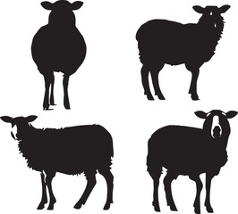 set of sheep silhouettes