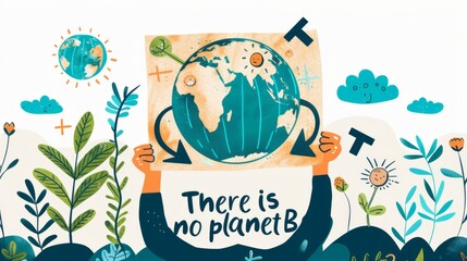 Environmental Protection Advocacy: 'There Is No Planet B' Poster with Earth Illustration