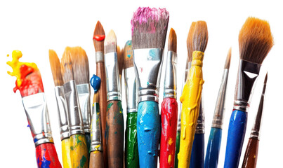 PNG  Paints and brushes paint white background paintbrush