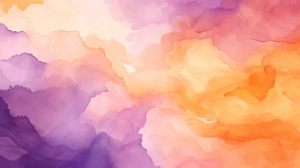 Foto op Plexiglas Watercolor Backgrounds: Gentle Pale Purple and Orange © kamonobubu