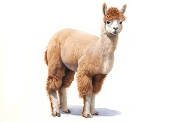 Fototapeta premium Alpaca isolated on white background. Realistic llama illustration.