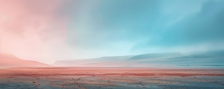 Minimalist photograph of desert landscape with soft, muted tones.