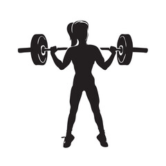 Woman athlete with barbell
