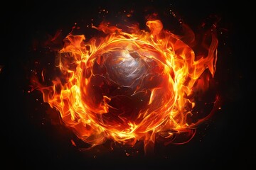 The ball of fire appears almost suspended in the darkness