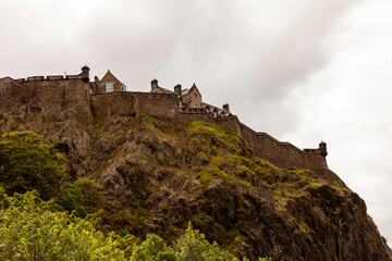 Fototapeta na wymiar Edinburgh Castle view from Princes Garden, Edinburgh, Scotland