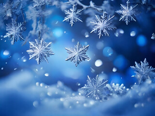 Beautiful blue snowflakes illustration