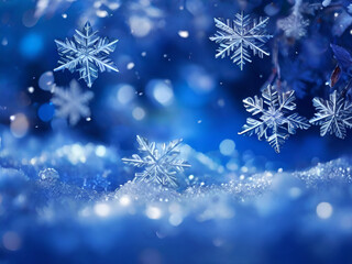 Obraz na płótnie Canvas Beautiful blue snowflakes illustration