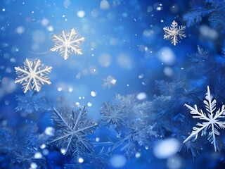 Fototapeta na wymiar Beautiful blue snowflakes illustration