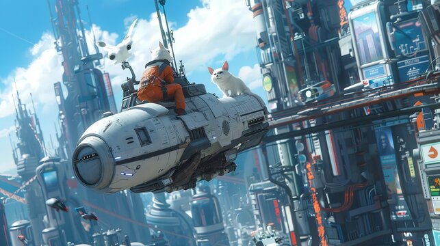 Futuristic City Rescue: Animated Film Action Scene