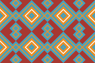 Ikat Fabric Paisley Embroidery Background. Ikat Damask Geometric Ethnic Oriental Pattern traditional.aztec Style Abstract Vector illustration.design for Texture,fabric,clothing,wrapping,sarong.