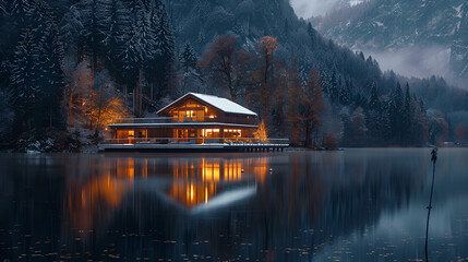 Fototapeta premium house on the river