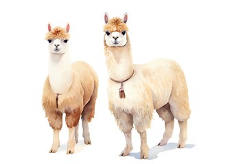 Realistic llamas isolated on white background. 3d rendering.