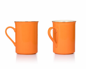 orange mugs isolated